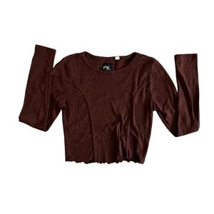 Pac Sun Brown Long Sleeve Crop Top